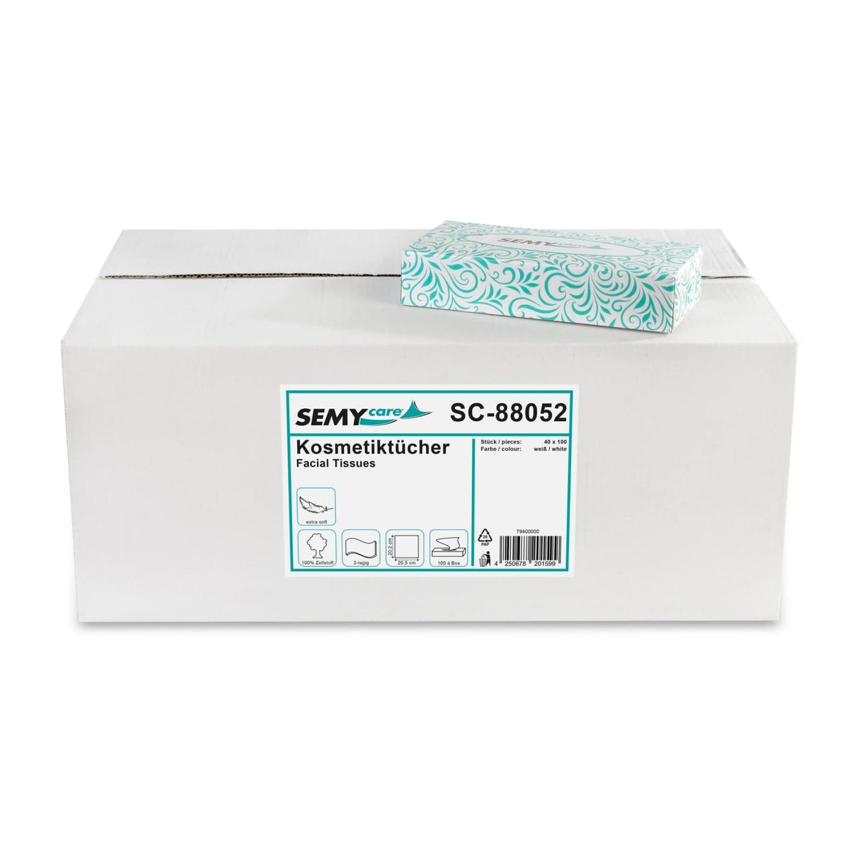 SemyCare Kosmetiktücher, 2-lagig 40× 100 Tuecher
