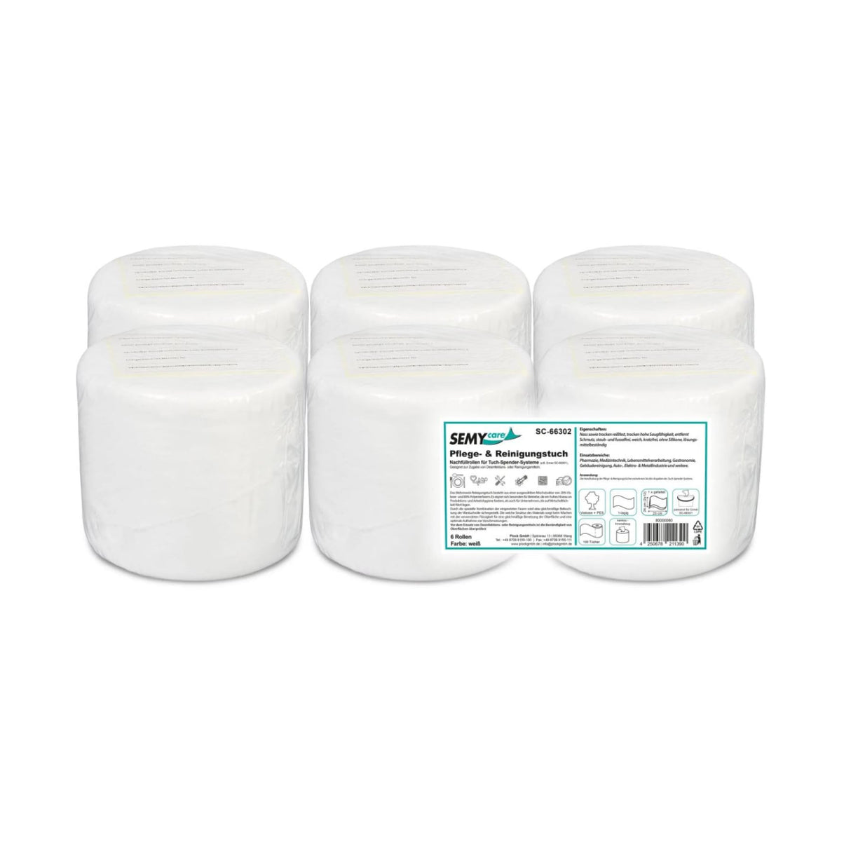 SemyCare Reinigungstücher, 24 x 23 cm, weiß, 1-lagig