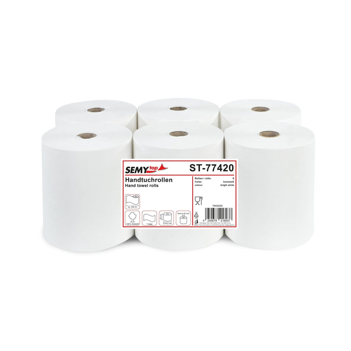Semytop Handtuchrolle, 1-lagig, Ø 19,5 cm, weiß