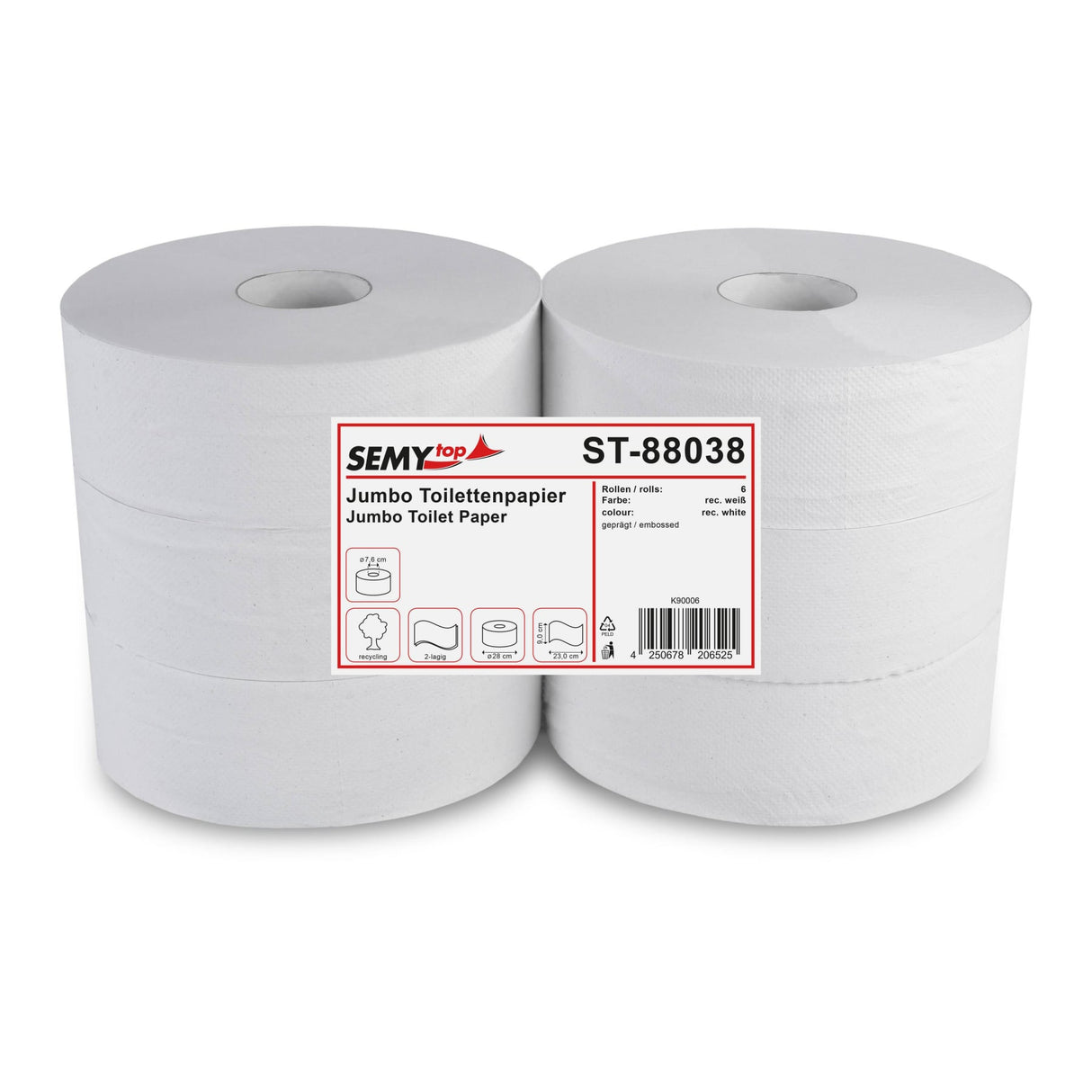 Semytop Jumbo Toilettenpapier, 2-lagig, Ø 28 cm