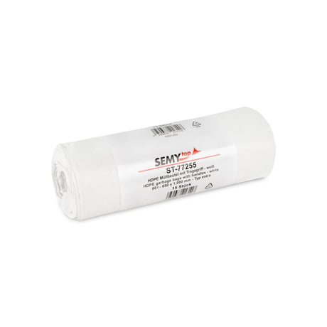 Semytop Müllbeutel mit Tragegriff, HDPE, 60 Liter, weiß