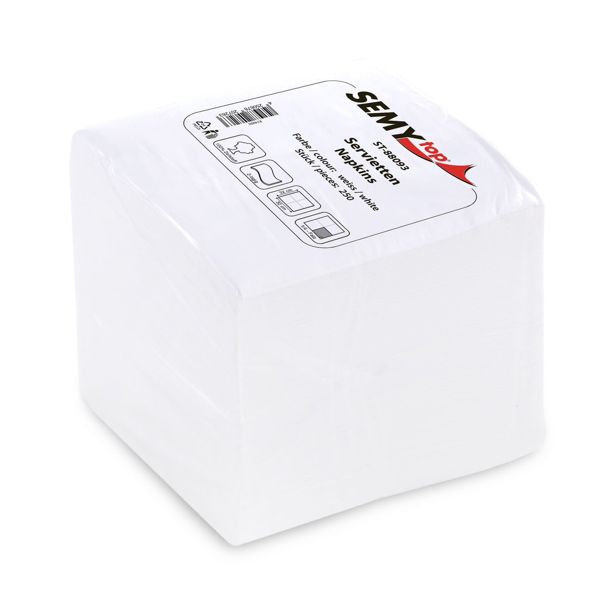 Semytop Servietten, 33 x 33 cm, 2-lagig, hochweiß, 1/4 Falz