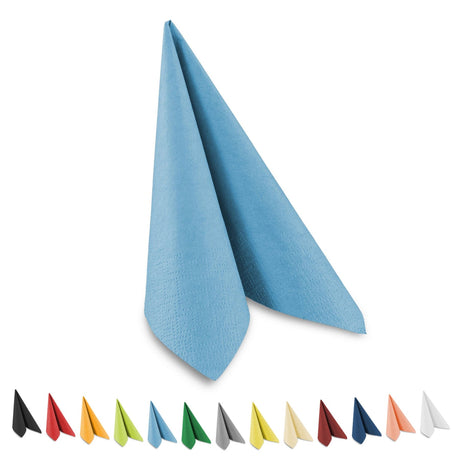 Servietten, 33 x 33 cm, 1/4 Falzung, 3-lagig 250 Stück Hellblau