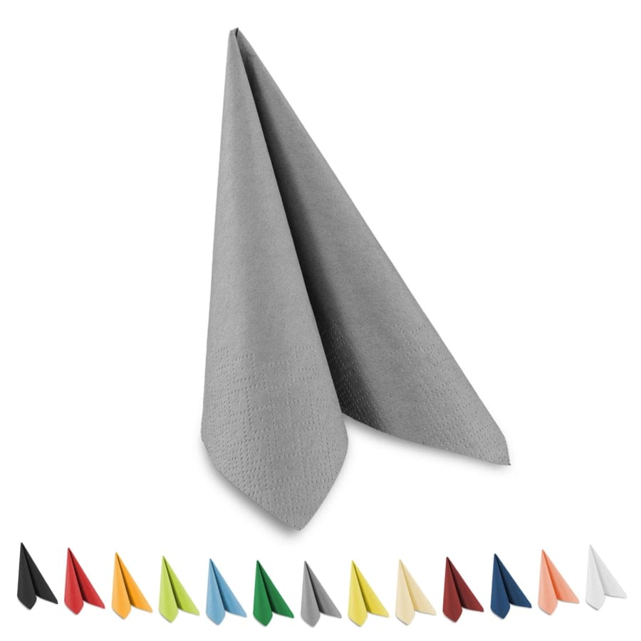 Servietten, 40 x 40 cm, 1/4 Falzung, 3-lagig 250 Stück Grau
