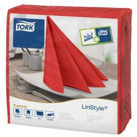Tork LinStyle Dinnerservietten Airlaid mitternachtsblau Rot