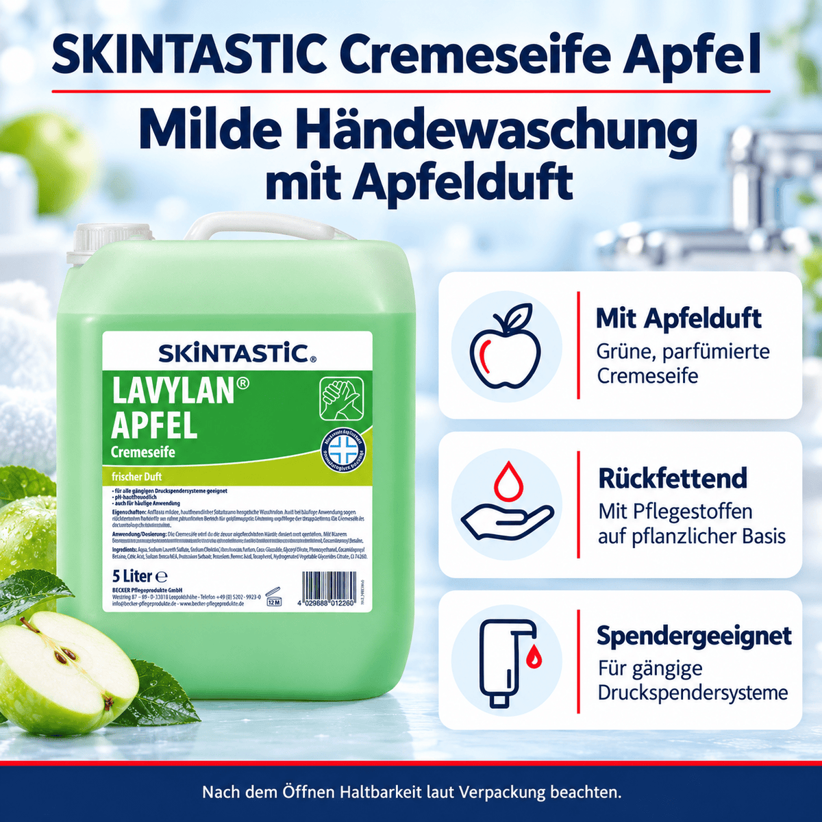 Skintastic CREMESEIFE APFEL Cremeseife für Druckspender