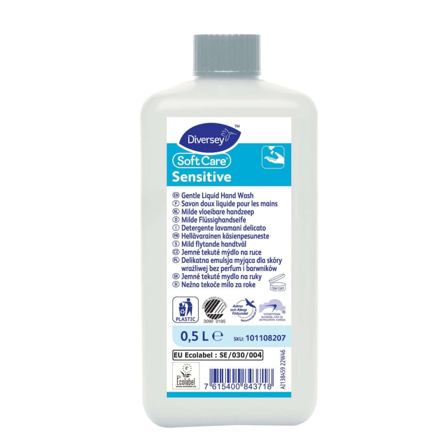 Soft Care Sensitive Flüssighandseife, mild Karton 10 × 0,5 Liter (Art. 101108207)