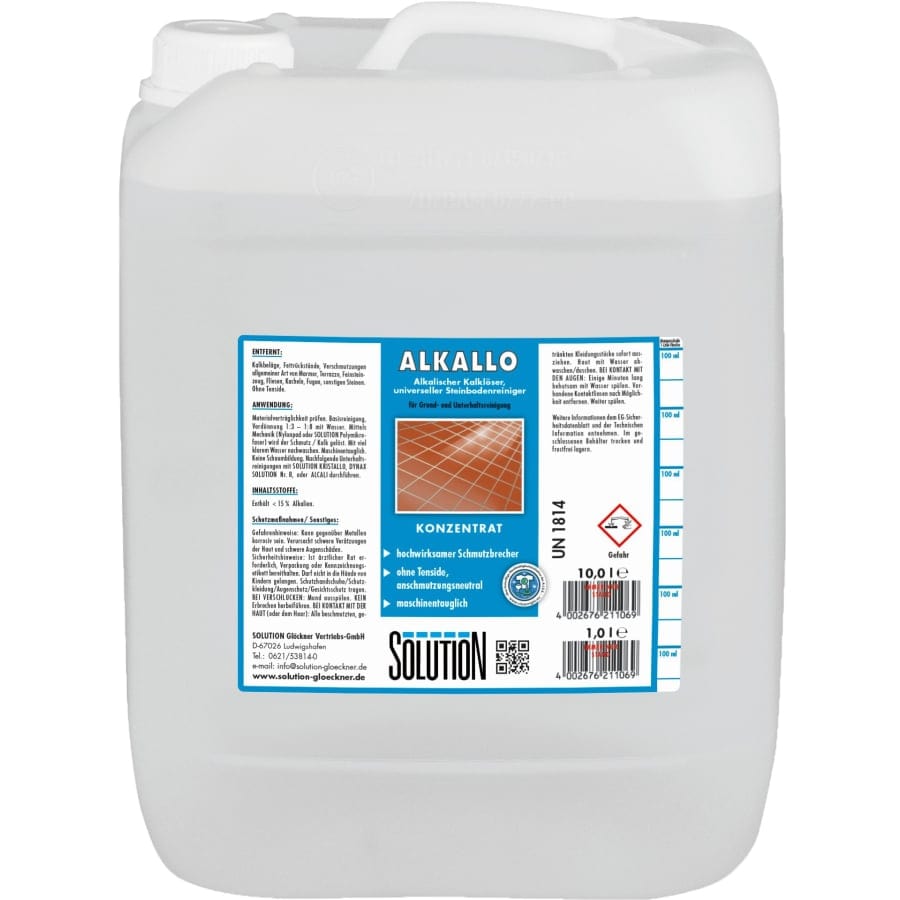Solution Alkallo Steingrundreiniger universell alkalischer Kalklöser Inhalt: 10 Liter Kanister