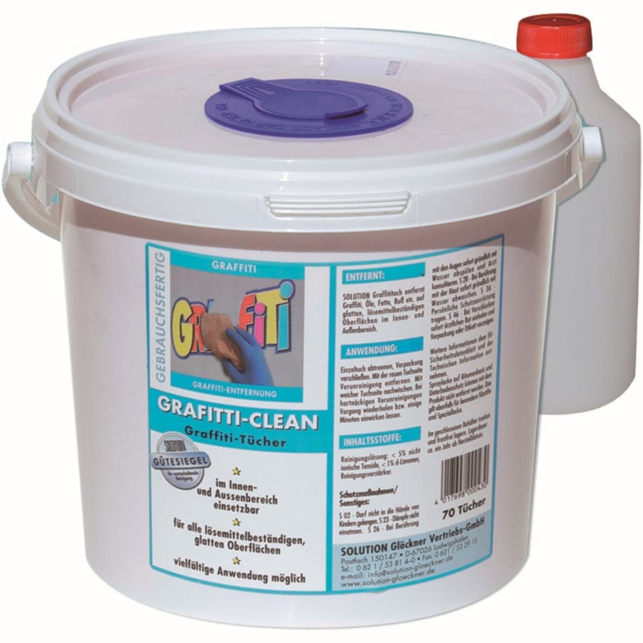 Solution Graffiti-Clean – Graffititücher im Eimer (70 Tücher, 20 × 30 cm)