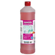 Sanisol Sanitärgrundreiniger Konzentrat in einer Flasche, ideal für die Grundreinigung von Sanitärbereichen.