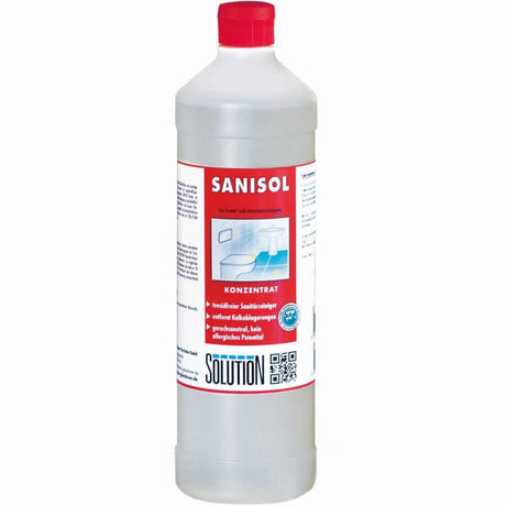 Solution SANISOL Sanitärreiniger, tensidfrei, geruchsneutral, effektiv gegen Kalk, umweltfreundliche Reinigungsalternative.