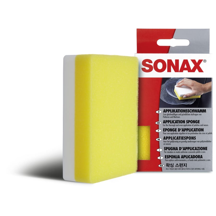 SONAX Applikationsschwamm – 1 Schwamm, weiß/gelb