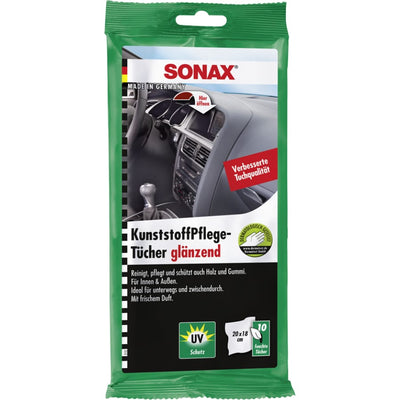SONAX KunststoffPflegeTücher glänzend 10 Tücher Beutel