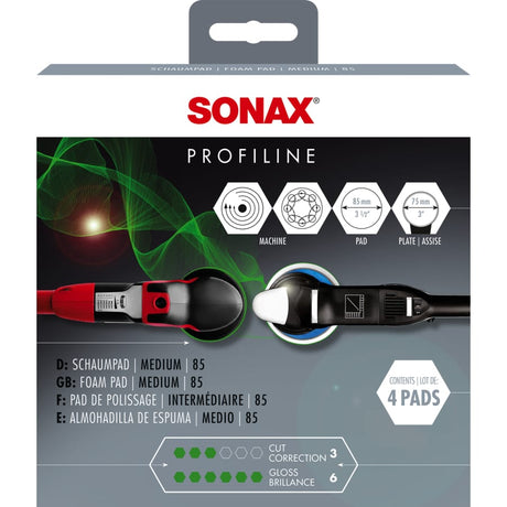 SONAX PROFILINE 85 Schaumpad, medium – 1 Packung = 4 Stück