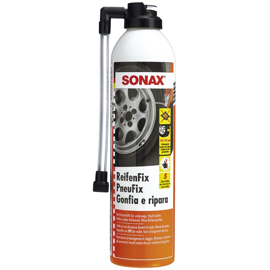 SONAX ReifenFix - Reifenpannen-Set – 400 ml - Sprühdose mit Adapter