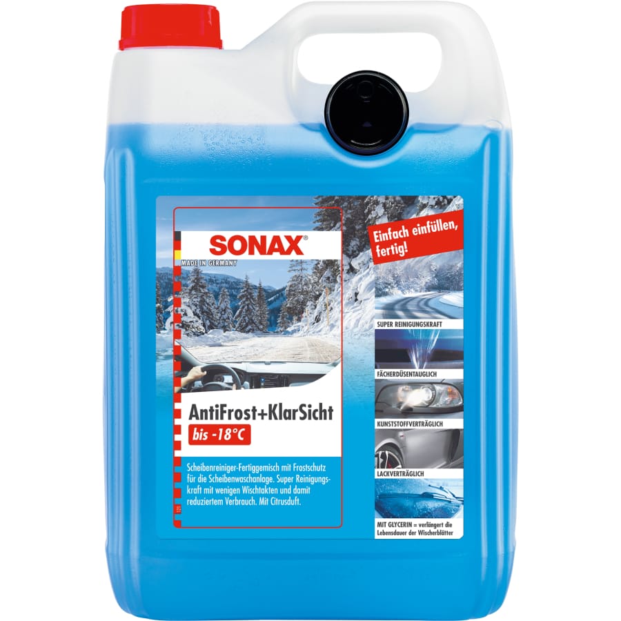SONAX Scheibenreiniger AntiFrost+KlarSicht, bis -18°C – 5 Liter - Kanister