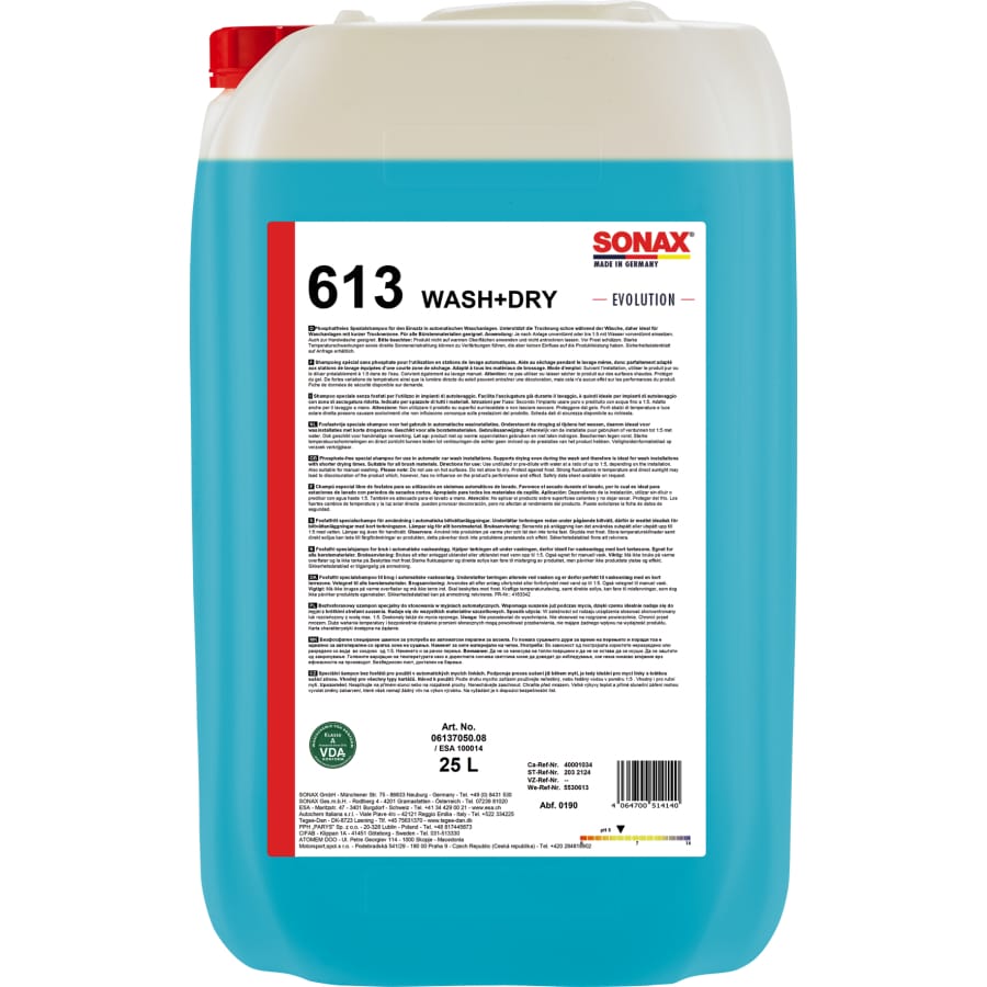 SONAX Shampoo Konzentrat Wash + Dry Evolution – 25 Liter - Kanister