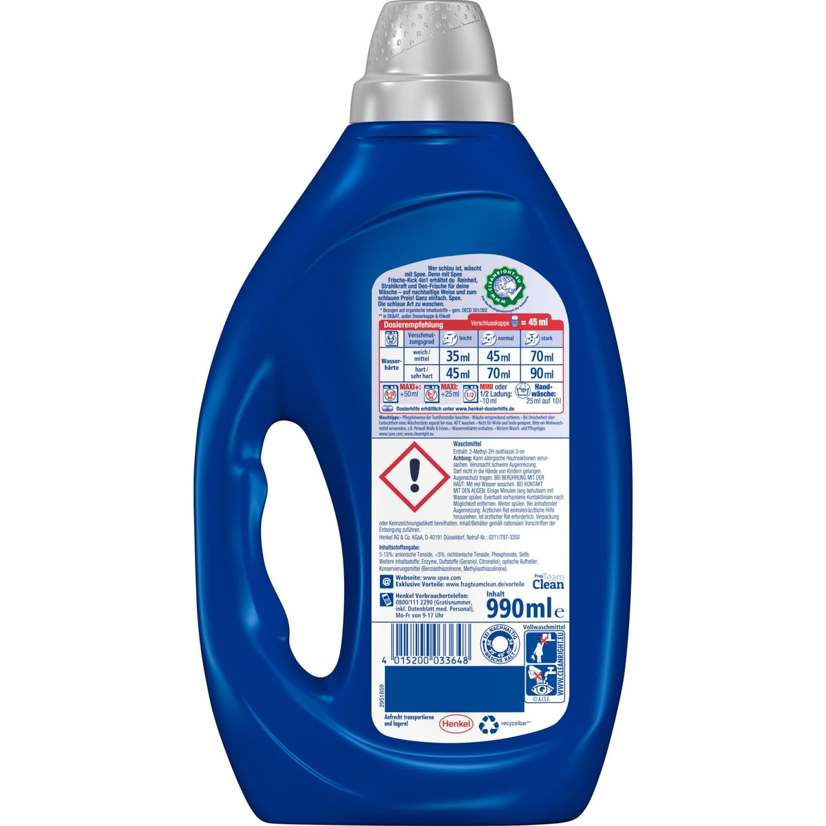 Spee Gel Frischekick 24H Deo-Frische Vollwaschmittel, 22 WL