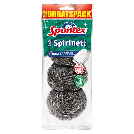 Spontex Spirinett x3 Edelstahlspiralen, spülmaschinengeeignet – 1 Packung = 3 Stück