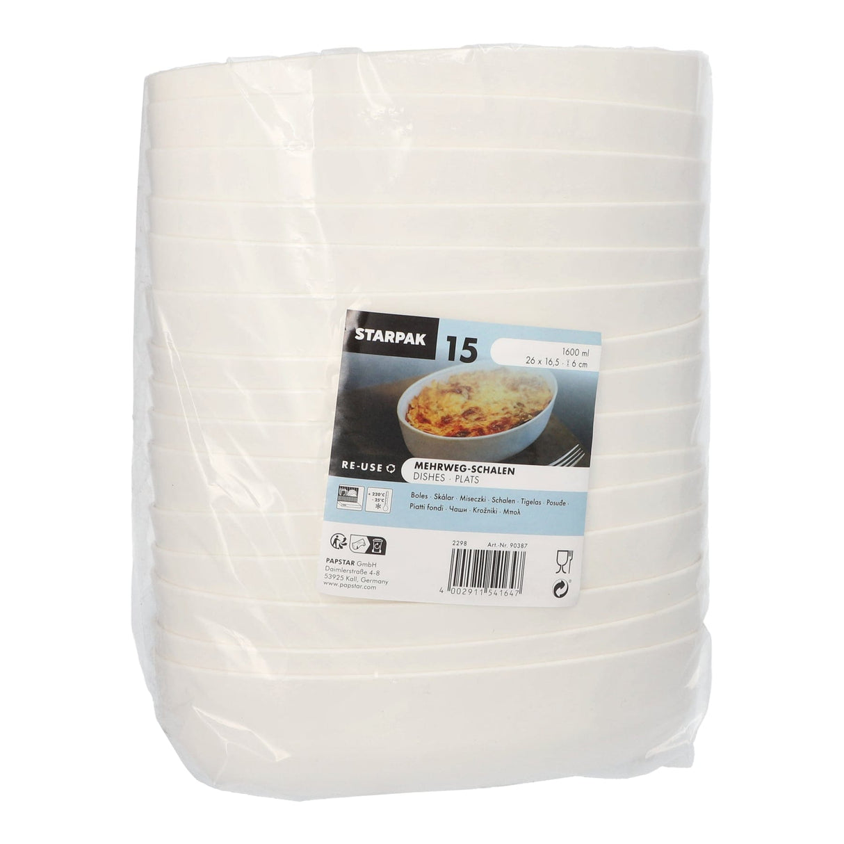 Starpak "Cella" Mehrweg-Schalen oval, 1600 ml, weiß