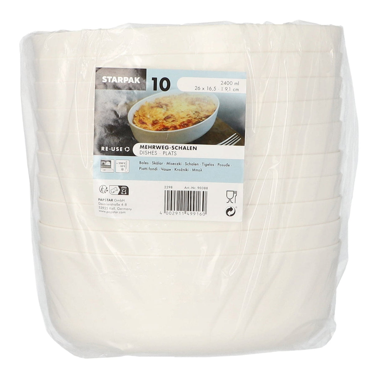 Starpak "Cella" Mehrweg-Schalen oval, 2400 ml,  weiß