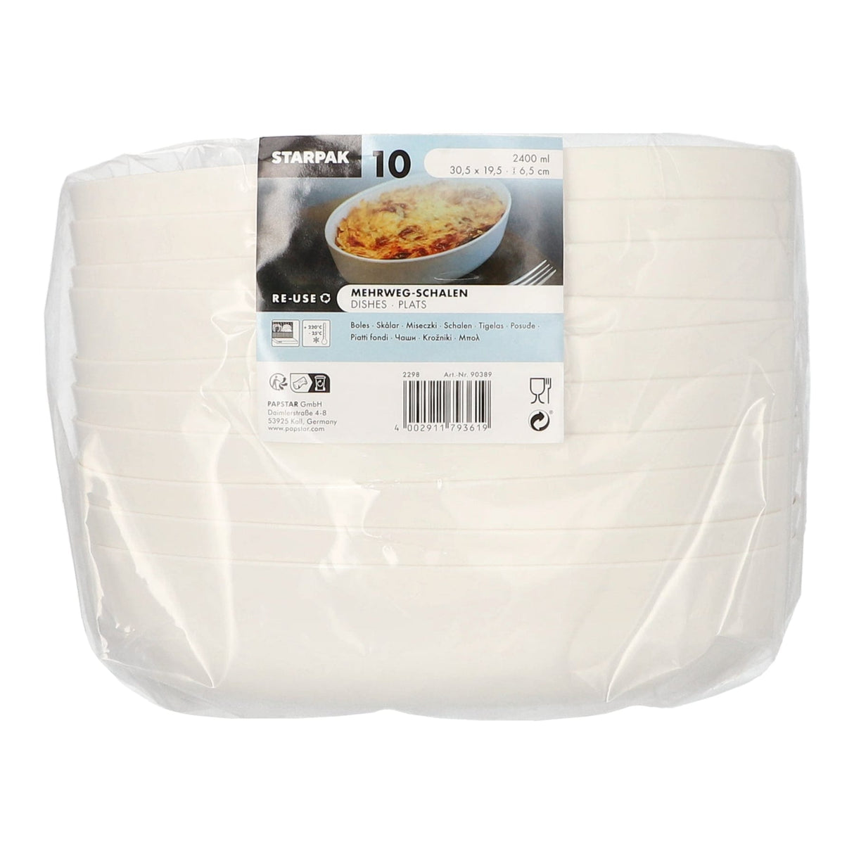 Starpak "Cella" Mehrweg-Schalen oval, 2400 ml, weiß