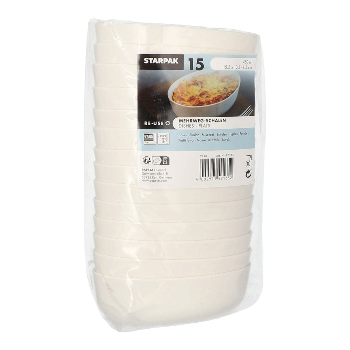 Starpak "Cella" Mehrweg-Schalen oval, 450 ml, weiß