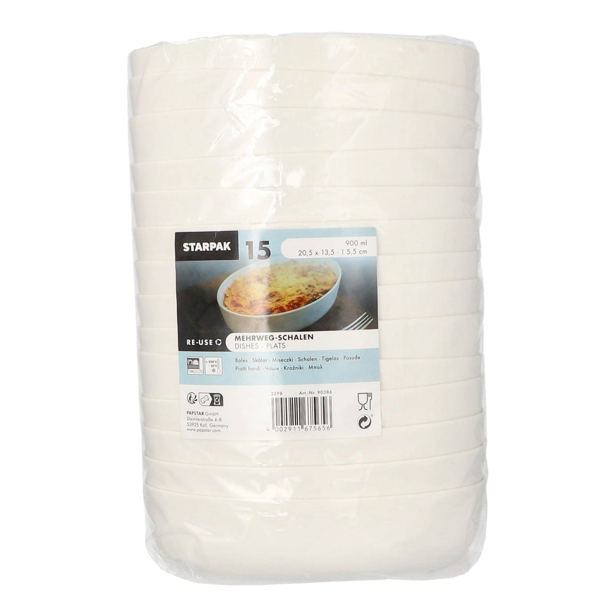 Starpak "Cella" Mehrweg-Schalen oval, 900 ml, weiß