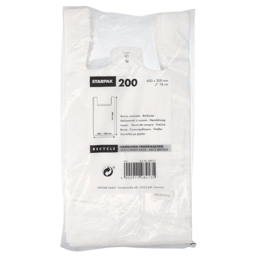 Starpak Hemdchen Tragetaschen, HDPE, weiß, 200 Stück