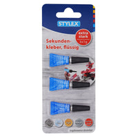 STYLEX Sekundenkleber flüssig, 3 Tuben zu je 1 g