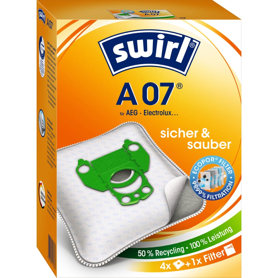 Swirl® A 07 Ecopor® Staubsaugerbeutel Vorteilspack für AEG