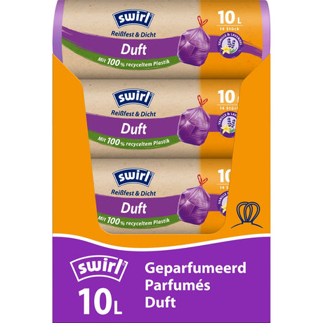 Swirl®  Duft - Müllbeutel Reißfest, Vanille-Lavendel, 10 Liter 1 Karton = 12 Rollen à 14 Beutel