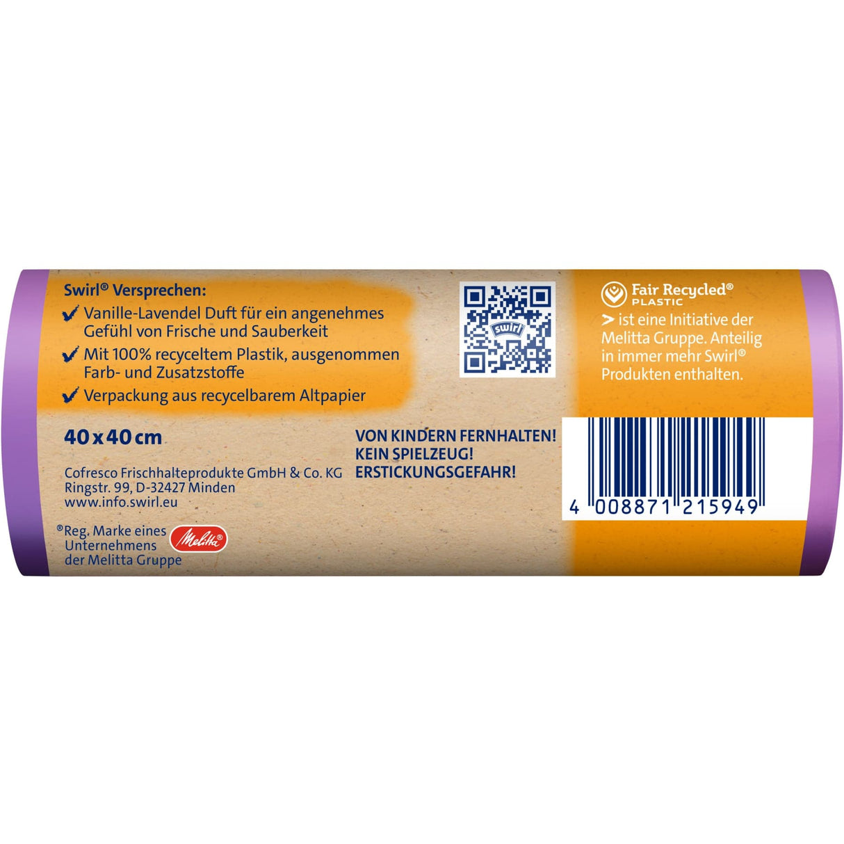 Swirl®  Duft - Müllbeutel Reißfest, Vanille-Lavendel, 10 Liter