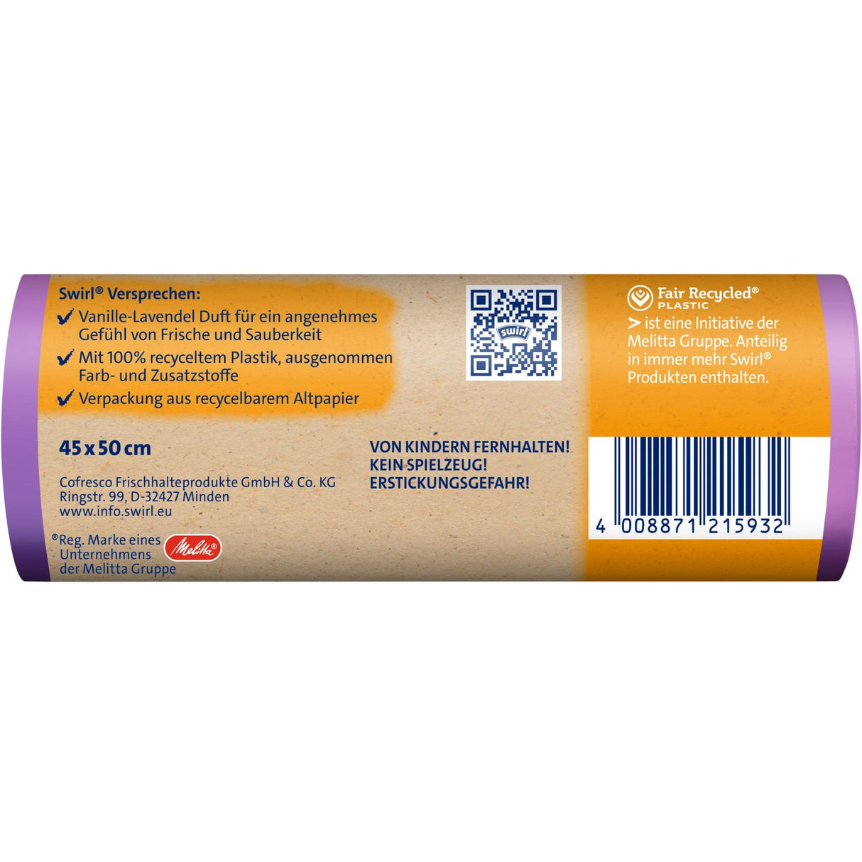 Swirl®  Duft - Müllbeutel Reißfest, Vanille-Lavendel, 20 Liter