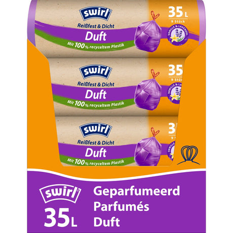 Swirl®  Duft - Müllbeutel Reißfest, Vanille-Lavendel, 35 Liter 1 Karton = 12 Rollen à 9 Beutel