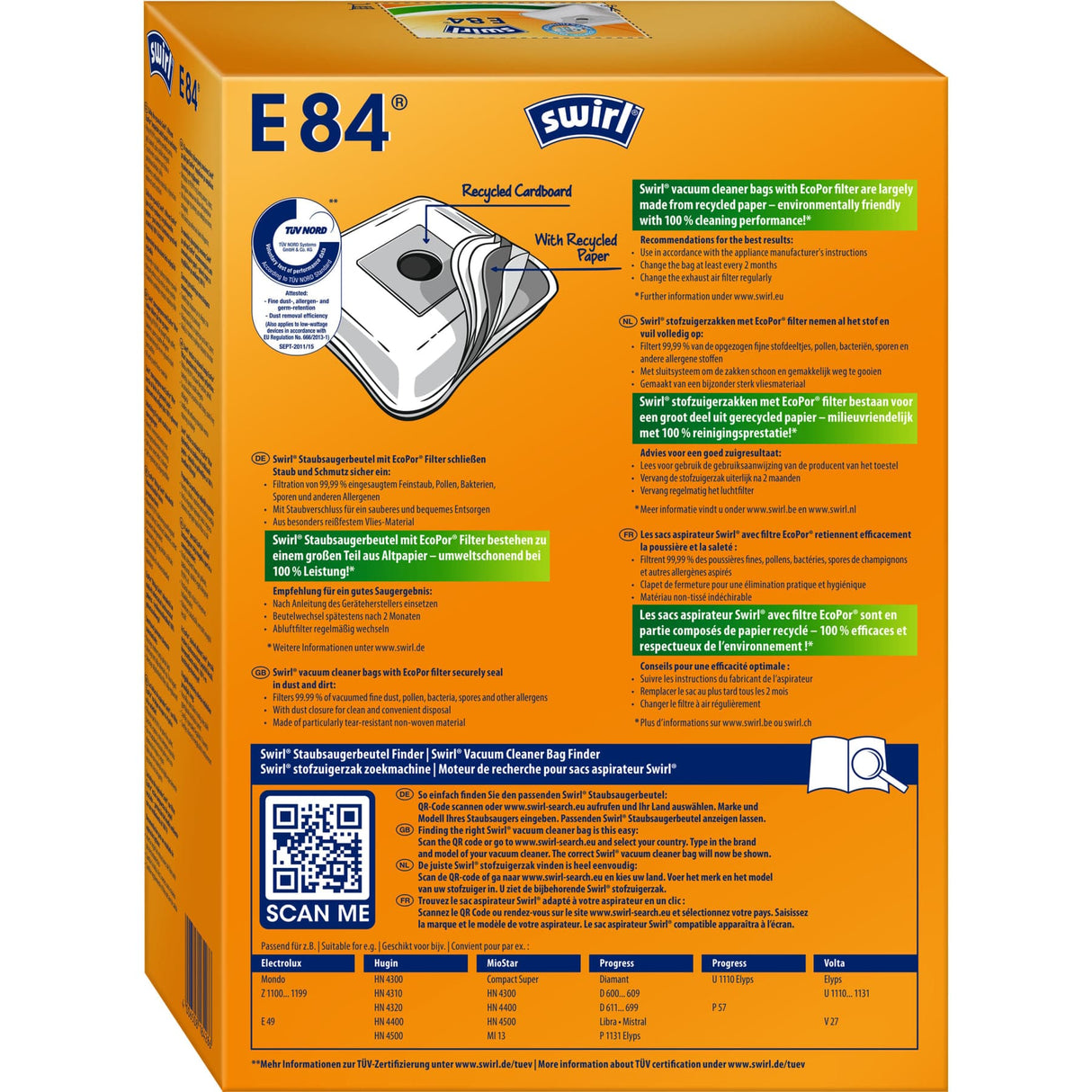 Swirl E 84 MicroPor® PLUS AirSpace® Staubsaugerbeutel