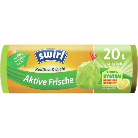 Swirl® Müllbeutel Reißfest, Aktive Frische, 20 Liter 1 Rolle = 12 Beutel
