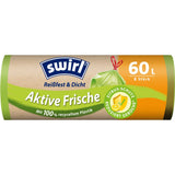 Swirl® Müllbeutel Reißfest, Aktive Frische, 60 Liter 1 Karton = 12 Rollen á 8 Beutel
