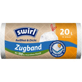 Swirl® Müllbeutel Reißfest, mit Zugband, 20 Liter 1 Karton = 9 Rollen á 15 Beutel