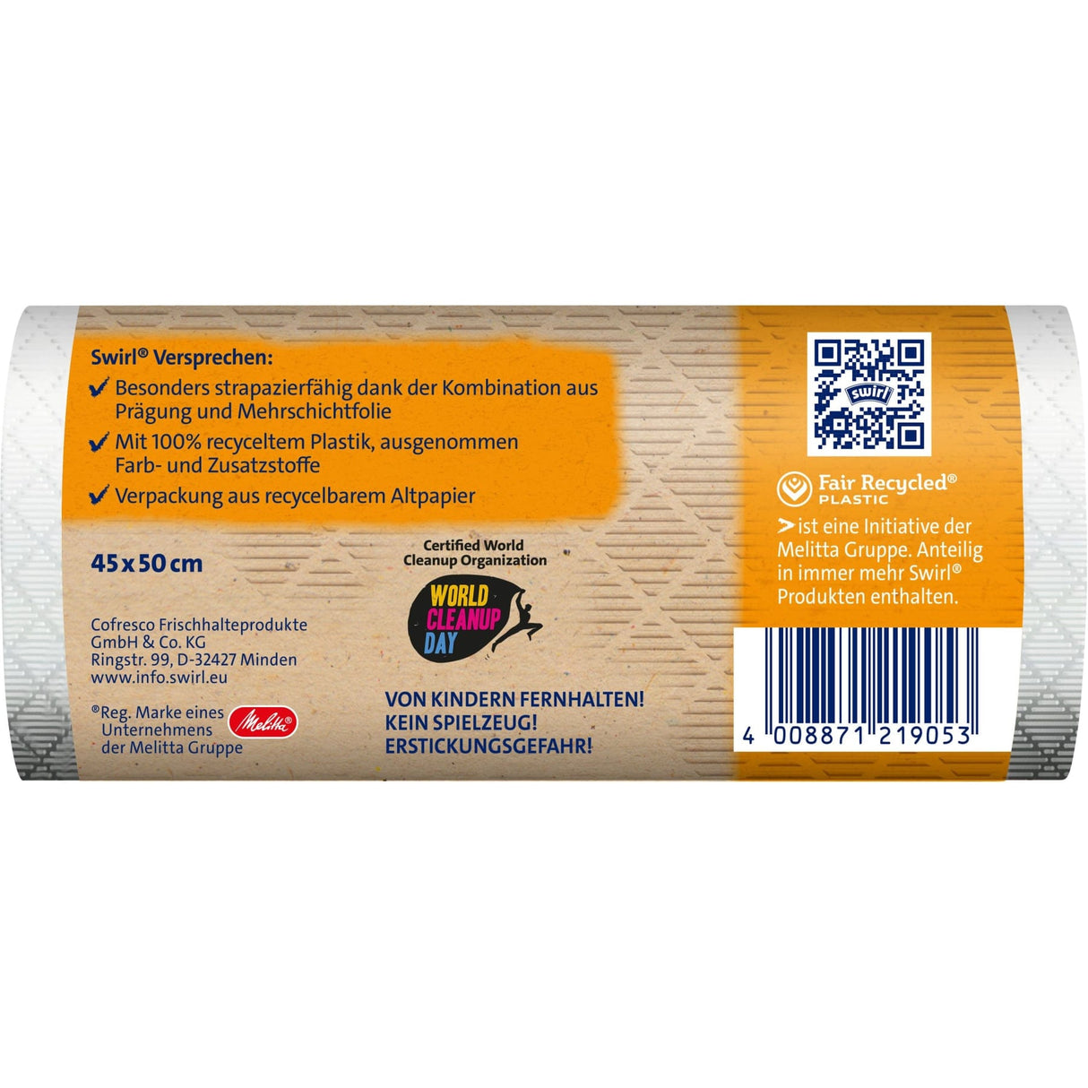 Swirl® Müllbeutel Reißfest, mit Zugband, 20 Liter