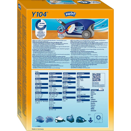 Swirl Y 104 MicroPor® PLUS AirSpace® Staubsaugerbeutel