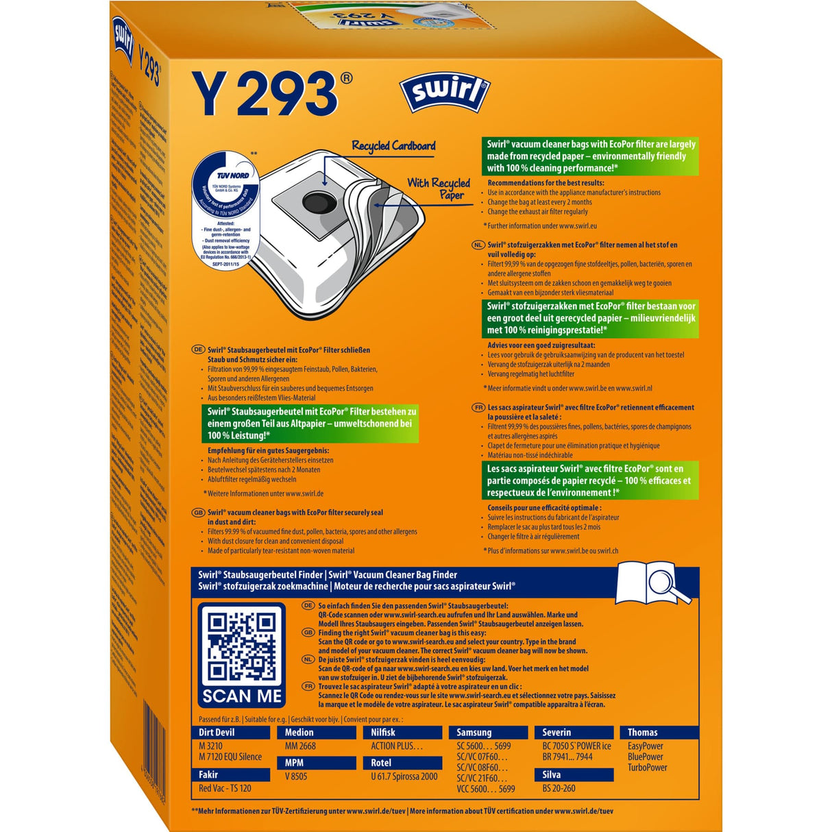 Swirl® Y 293 Ecopor® Staubsaugerbeutel