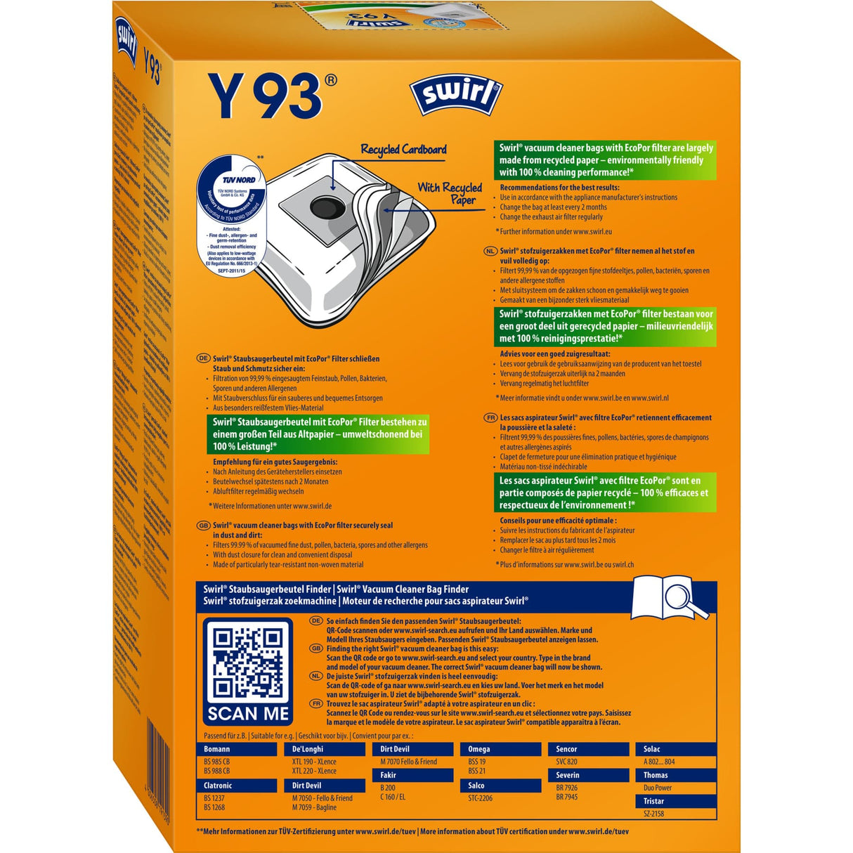 Swirl Y 93 MicroPor® PLUS AirSpace® Staubsaugerbeutel