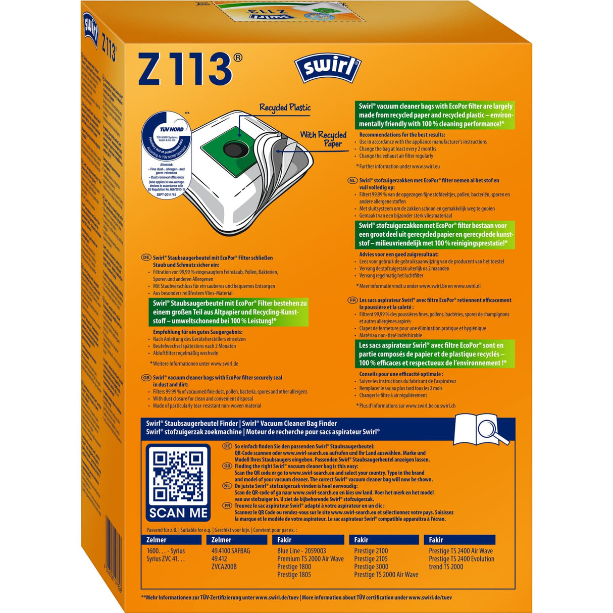 Swirl Z 113 MicroPor® PLUS AirSpace® Staubsaugerbeutel