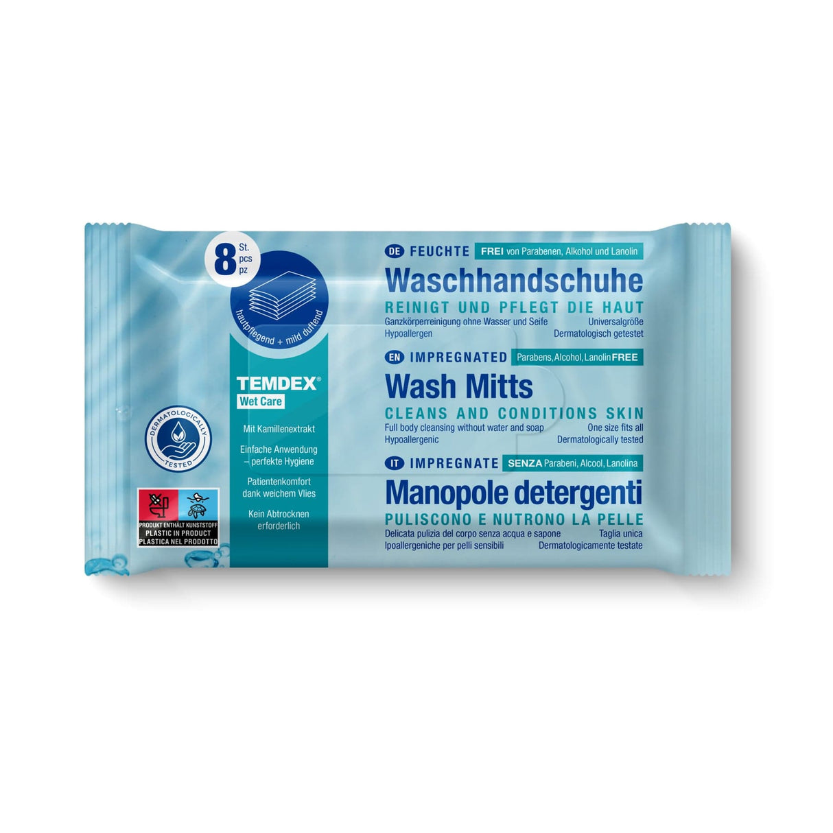 TEMDEX® Wet Care Waschhandschuhe, Waschen ohne Wasser