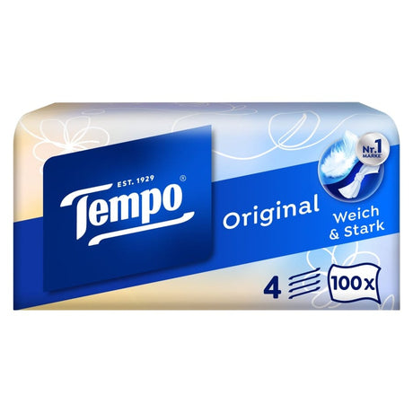 Tempo Taschentuchbox Original, 4-lagig 1 Packung = 100 Tücher, Designs sortiert