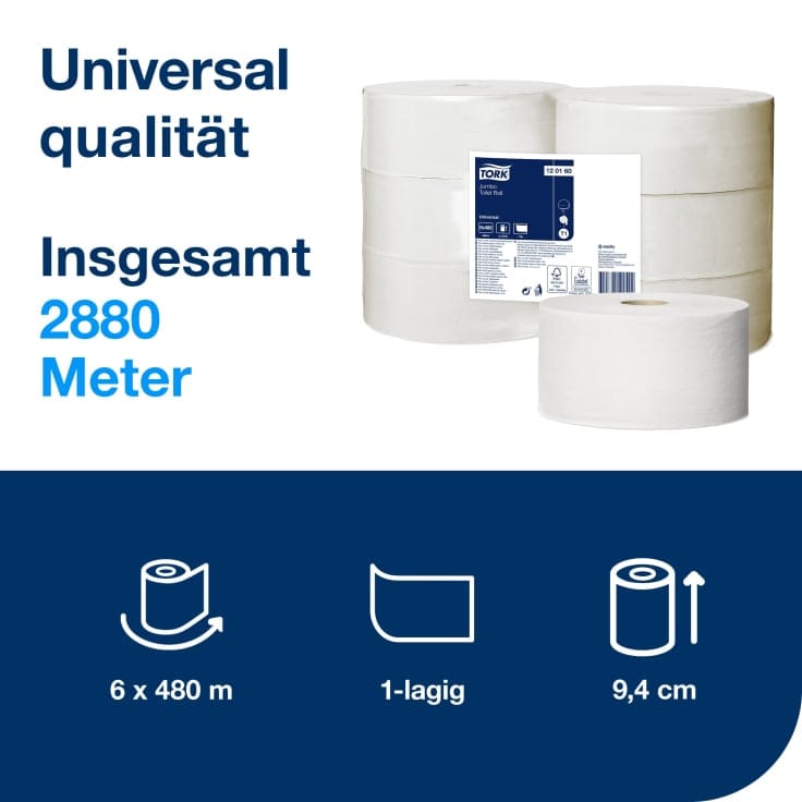 Tork Jumbo Toilettenpapierrolle T1 Universal 1-lagig weiß