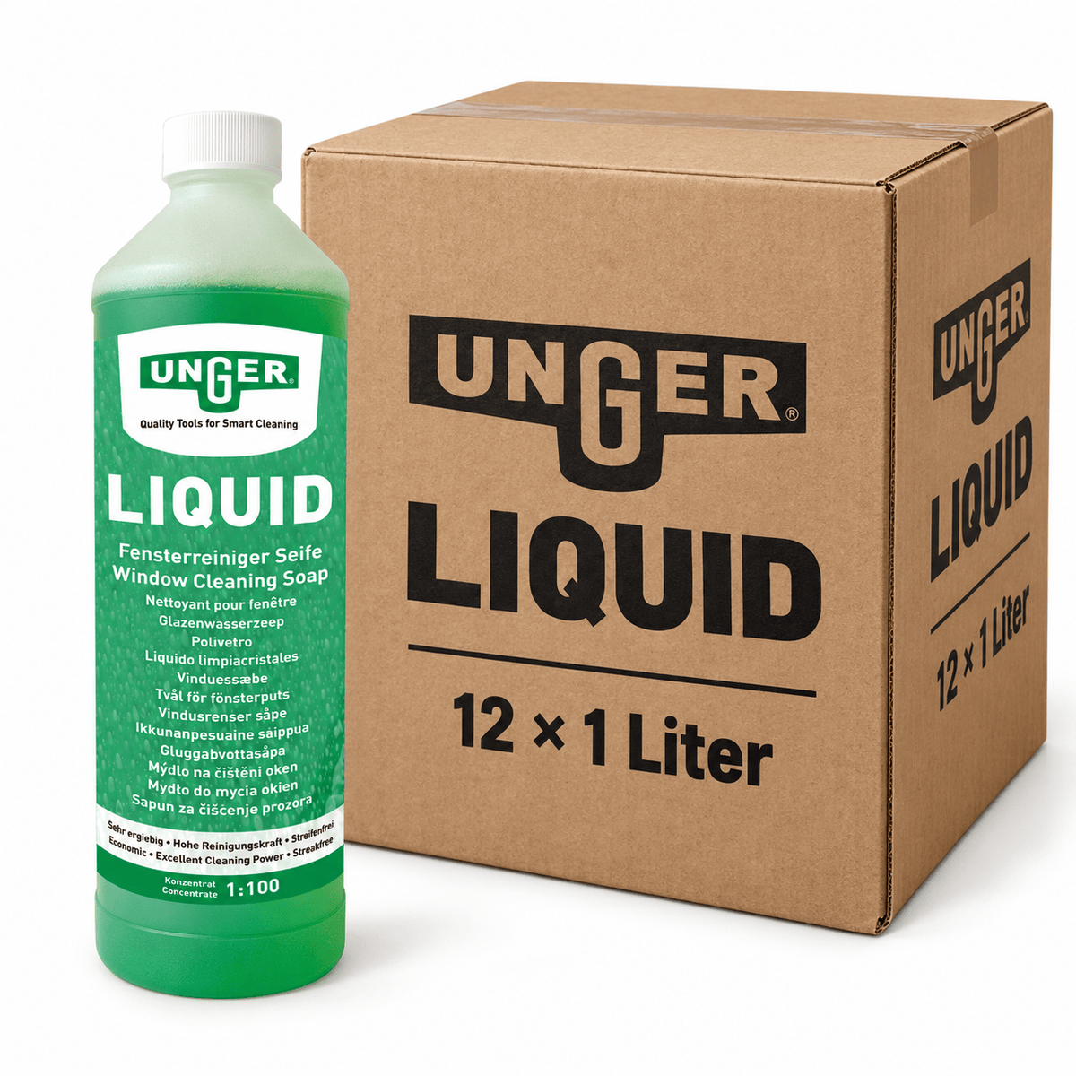 UNGER Liquid Glasreiniger 12 x 1 Liter Vorteilspack
