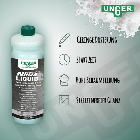 UNGER NinJa Liquid Fensterreinigungsseife infografik