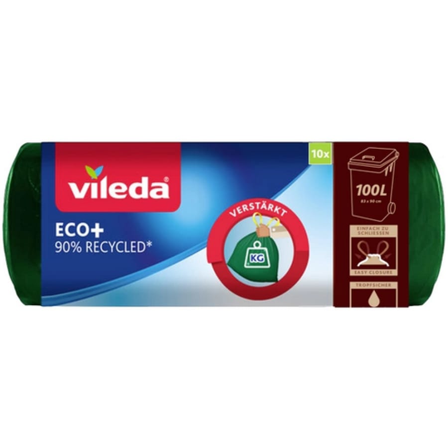 Vileda ECO+ Müllbeutel, 100 Liter, mit Zugband 1 Karton = 20 Rollen